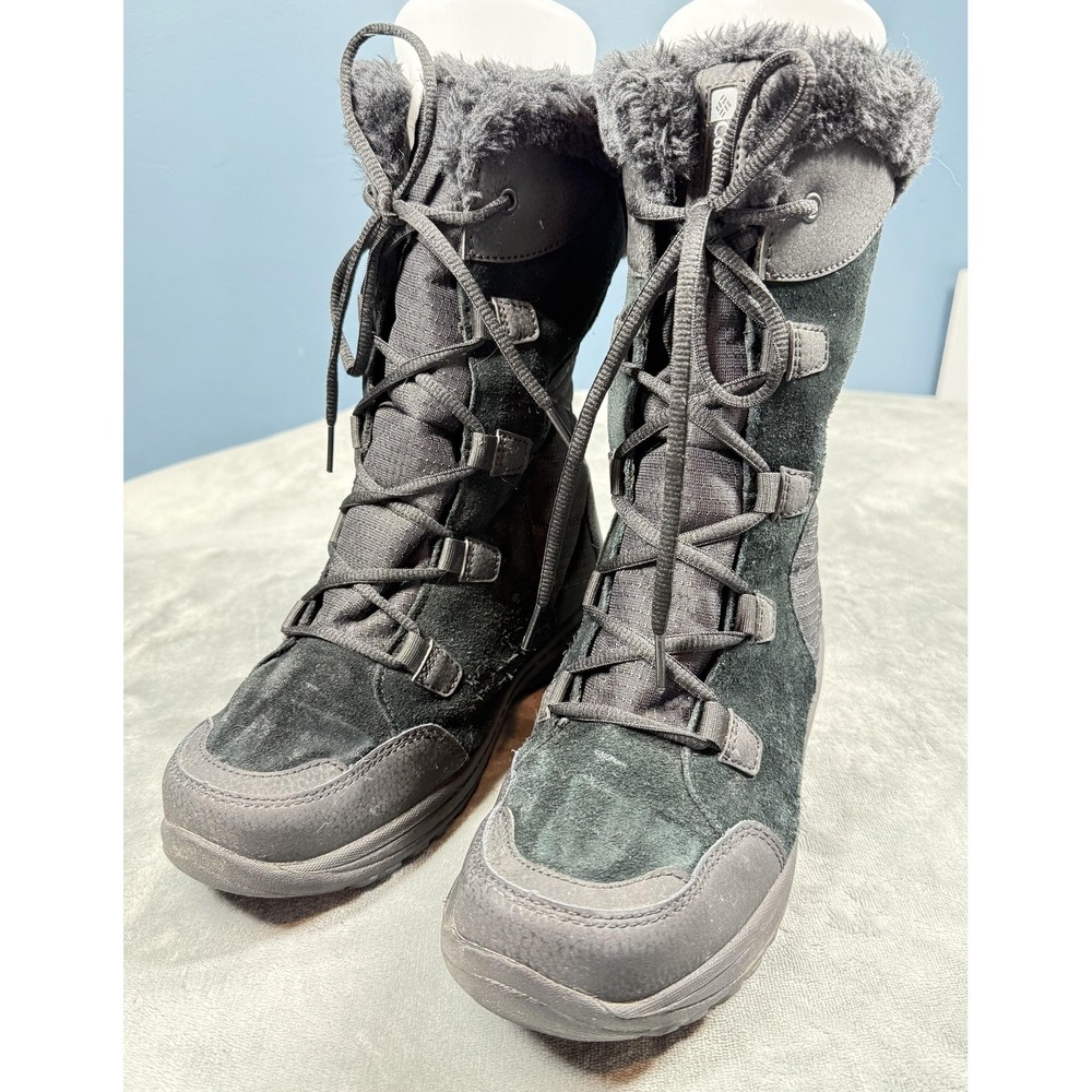 Columbia Boots Womens Size 9 Gray Waterproof Faux Fur Snow Lace Up BL1581-011
